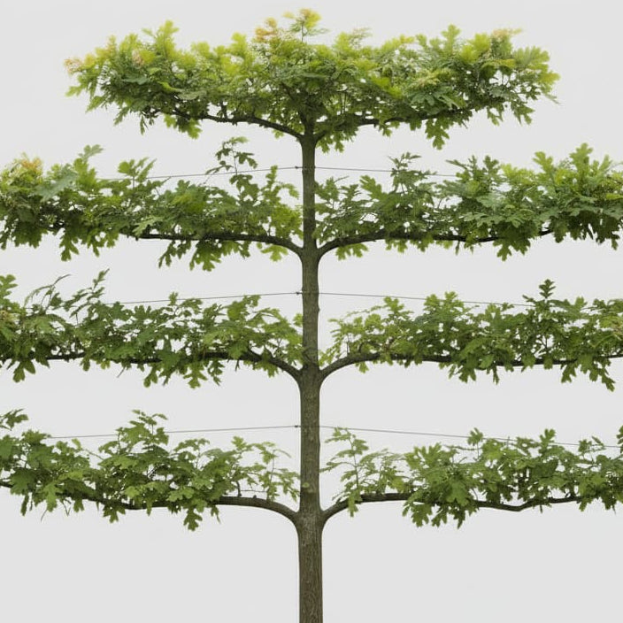 moeraseik leiboom met geleid scherm en groen blad